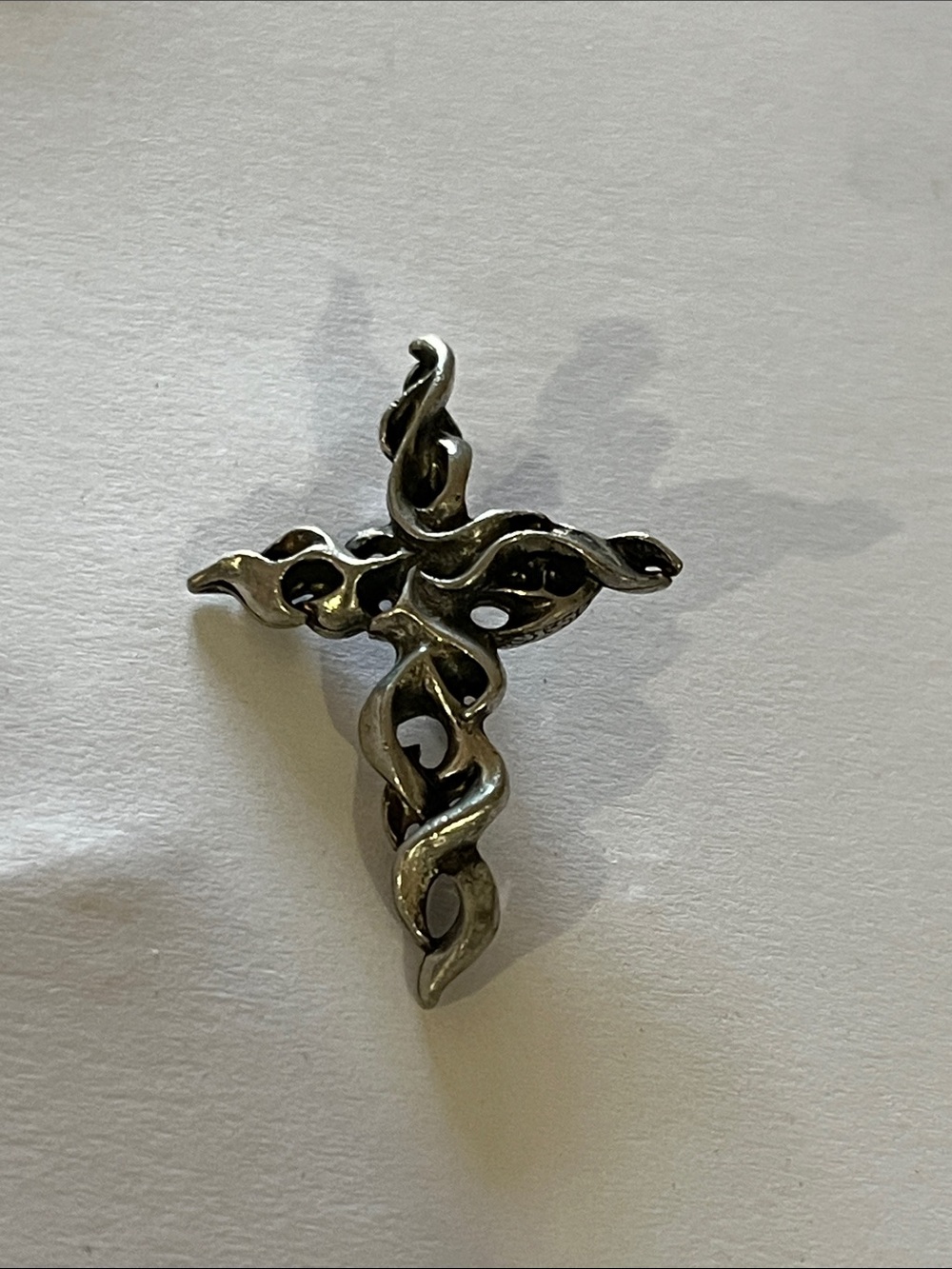 Bob Siemon Designs Sterling Silver Wavy Twisted Cross Slide Pendant 2.63 Grams